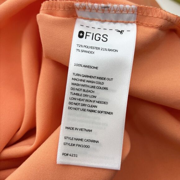 Figs Scrub Top Catarina One Pocket Scrub Shirt Women's Med‎ - Papaya Orange - Picture 7 of 7
